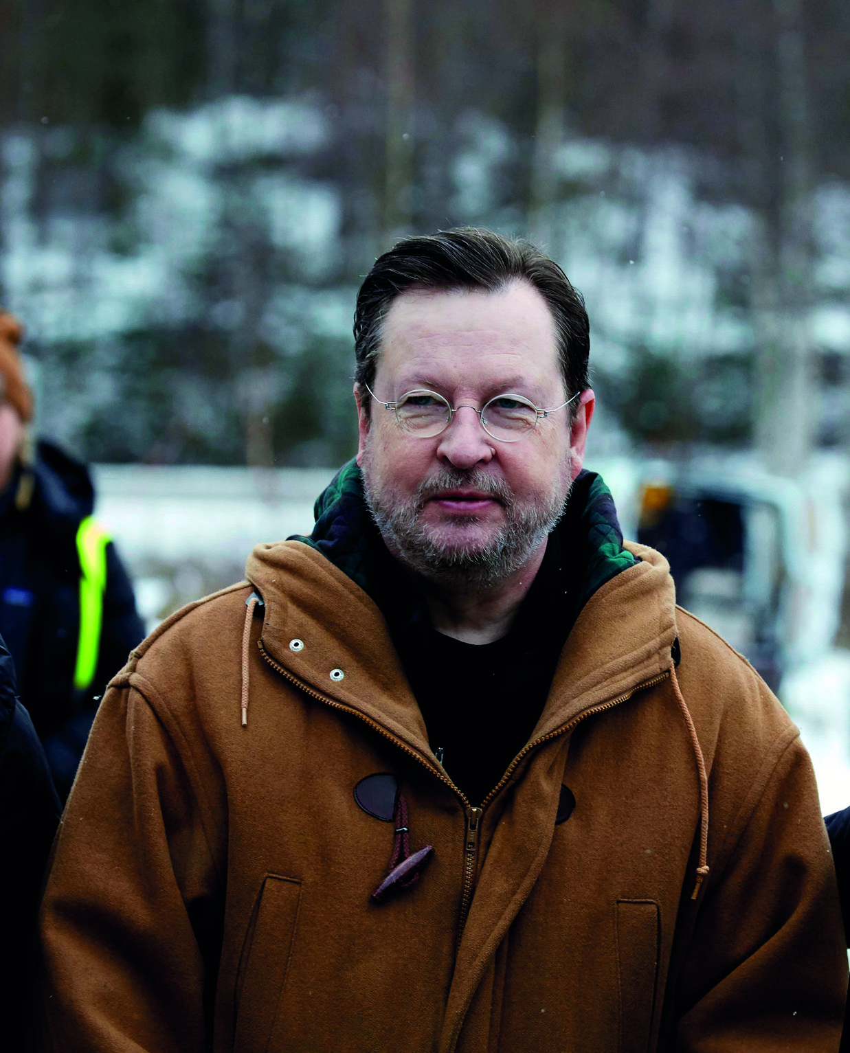 Lars von Trier at the press conference for 'The House That Jack Built' in Dalsland, Sweden in February.